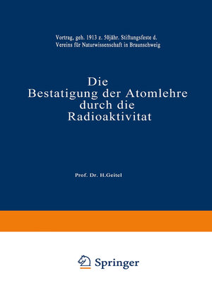 cover image of Die Bestätigung der Atomlehre durch die Radioaktivität